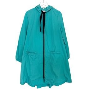NEW‎ Sympli Silicone Ruche Aqua Nylon Raincoat Jacket XS